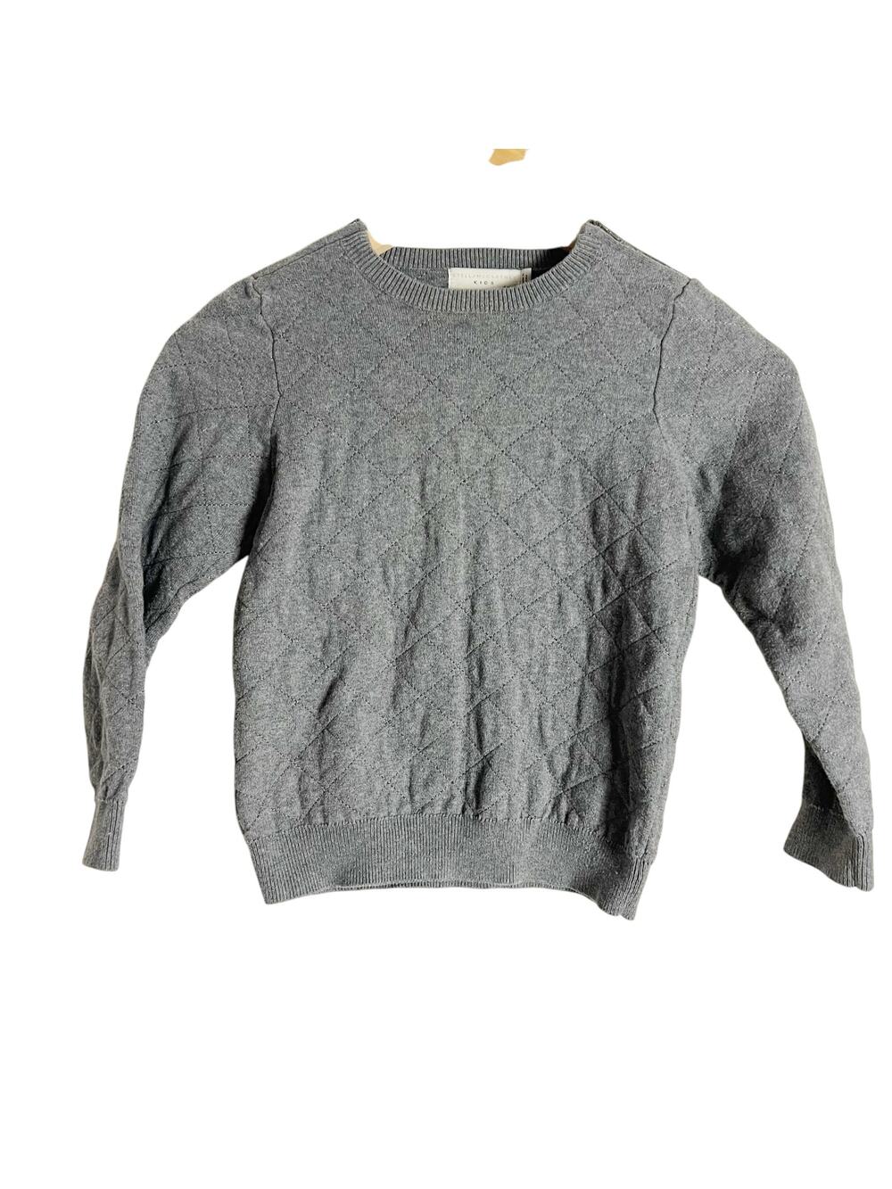 Stella McCartney Boy Gray Quilted Long Sleeve Crewneck Pullover Sweater Size 6